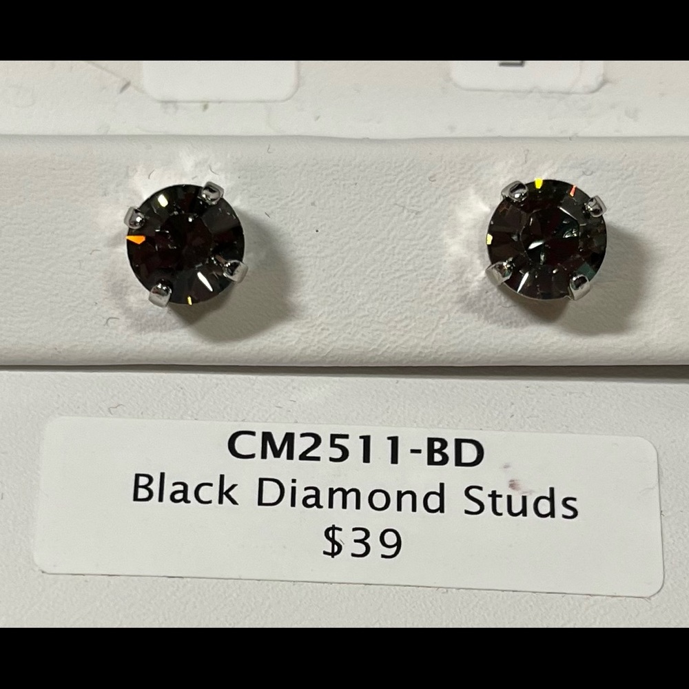 Sabika Swarovski Black Diamond Stud Earrings